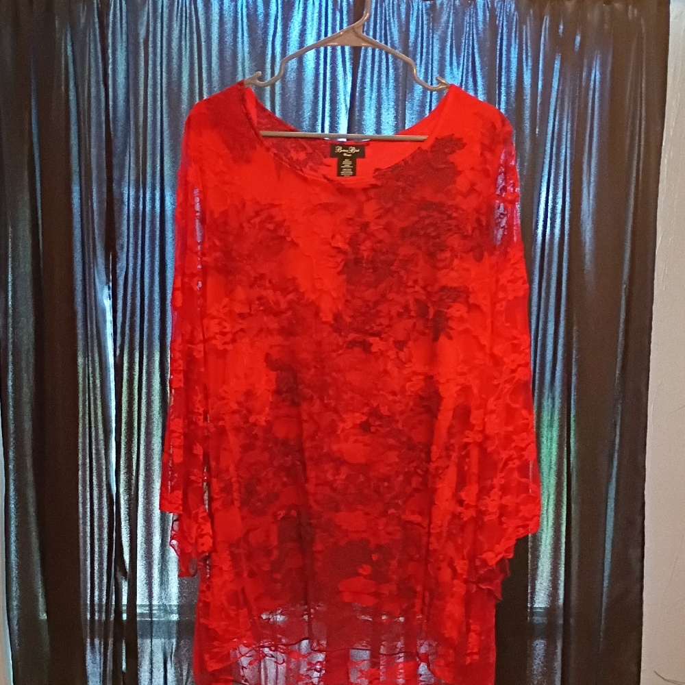 Brittany Black Red Lace Blouse